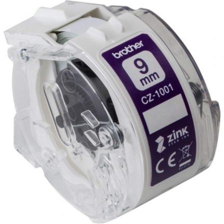 Brother CZ-1001 Rollo de Cinta Continua Violeta sobre Blanco de 9 mm x 5 m Brother CZ-1001 Rollo de Cinta Continua Violeta sobre Blanco de 9 mm x 5 m